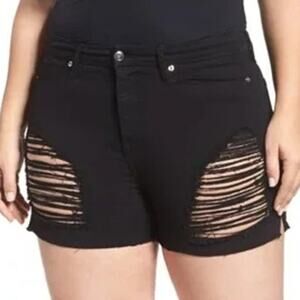 Good American Black Cut Off Jean Shorts Plus Size 24